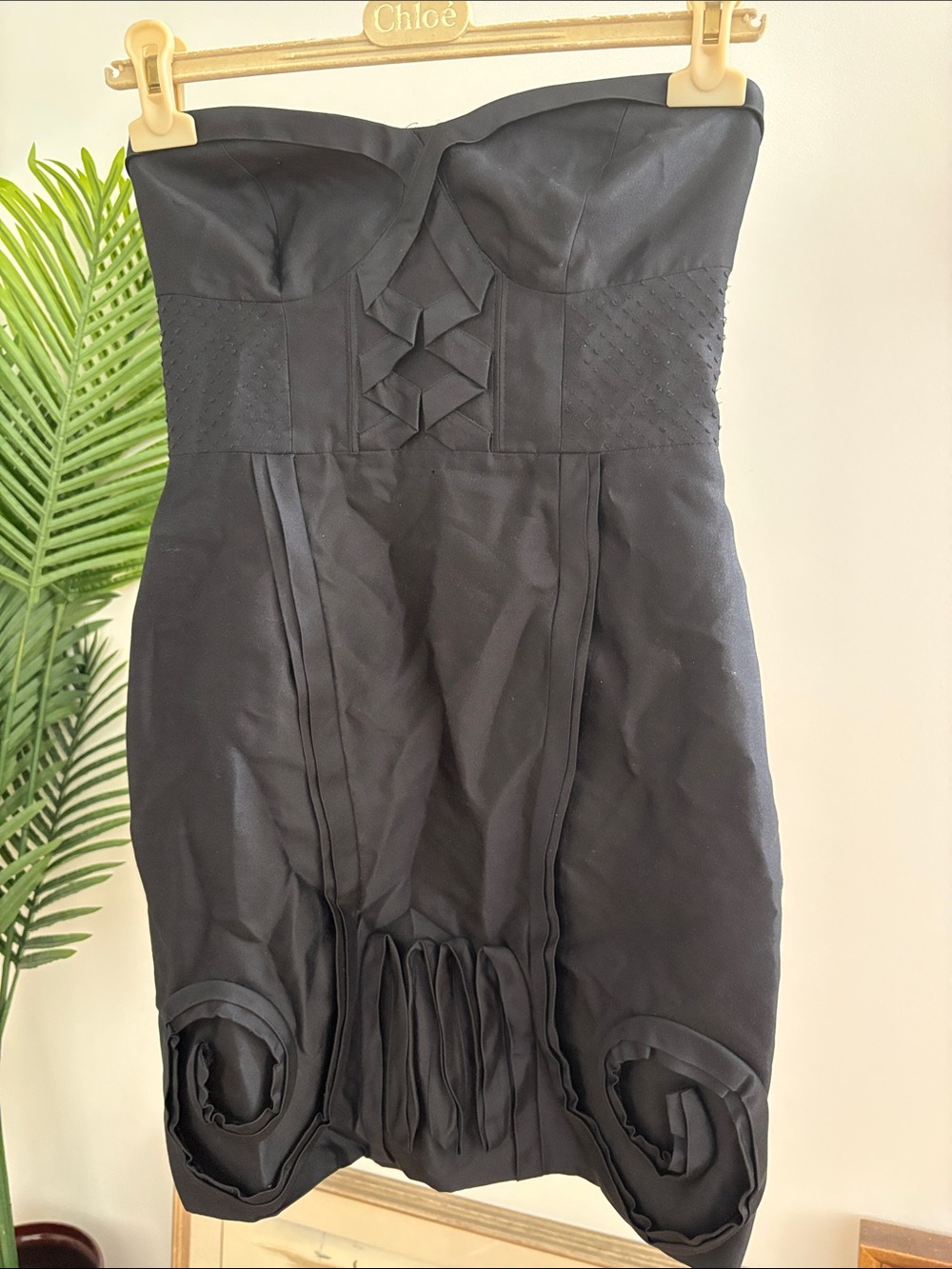 leifsdottir Black Strapless Dress with Sculpted Detailing,sz 4 - Picture 7 of 9